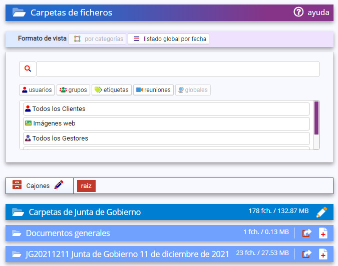 Carpetas de ficheros
